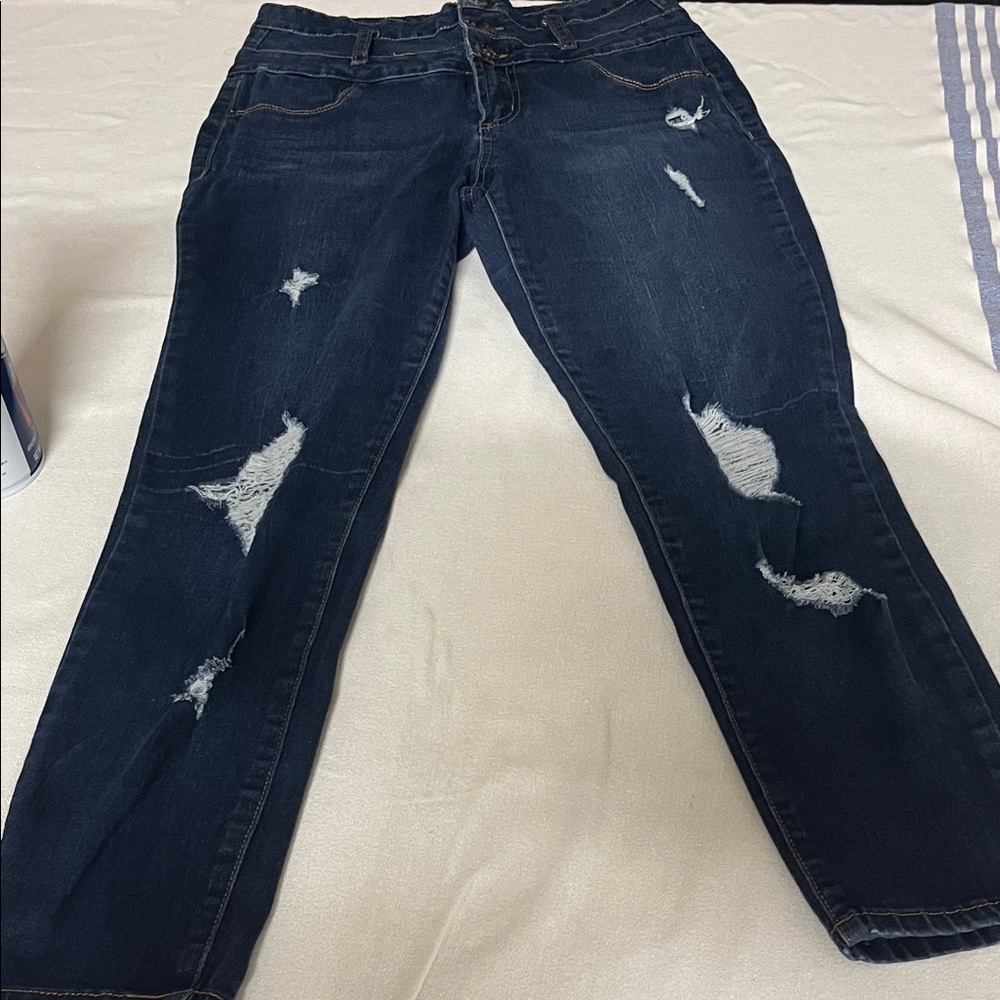 Rue21 Dark Blue Distressed Boyfriend Jeans